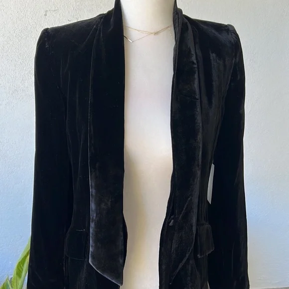 FRAME Velvet Neck Tie Blazer - Picture 11 of 16